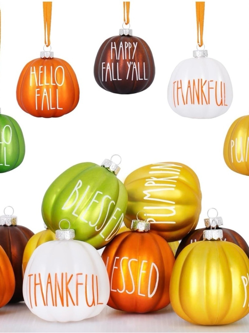 NIB Fall Pumpkin Ornament Set 18pcs Thanksgiving Halloween Tree Decor Rustic - Picture 15 of 15